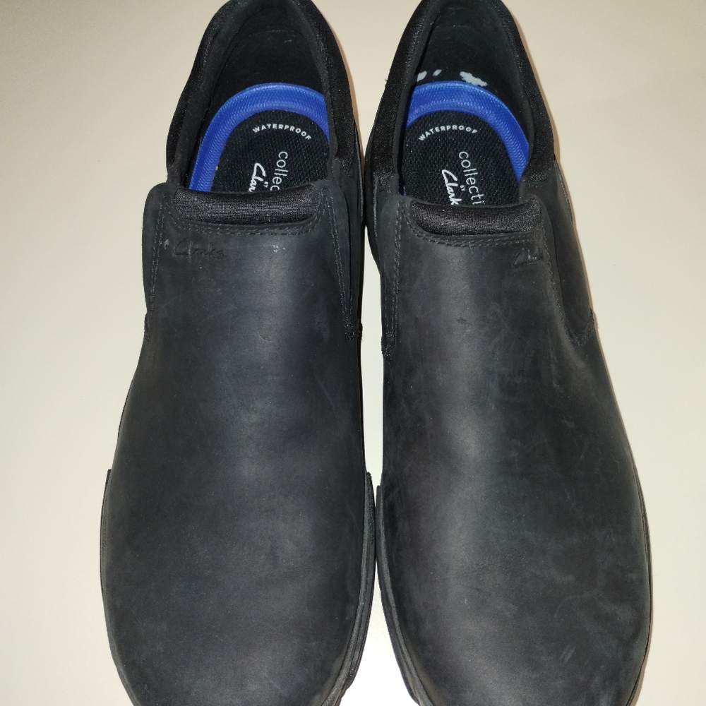 Men Collection Clarks Black Slip On Shoe Extreme Comfort US12M Suede Waterproof